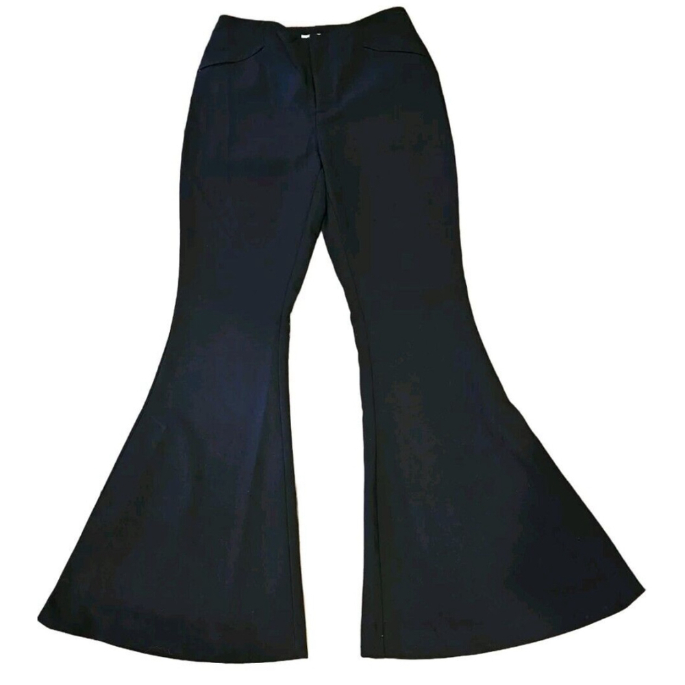 ANTHROPOLOGIE Palazzo Pants Flare Wide Leg Black Size 8 NWT